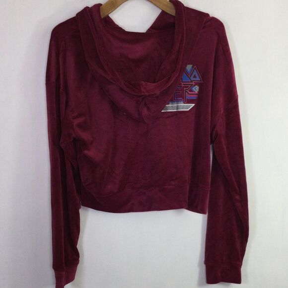 Marvel Black Panther Wakanda Forever Velvet Full Zip Crop Hoddie Berry Red XXL - Picture 9 of 12